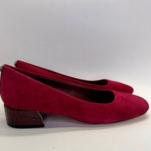 Donald Pliner Dreww Pump Size 7.5M Bordeaux Suede Croco Heel Comfort Show - Picture 5 of 16